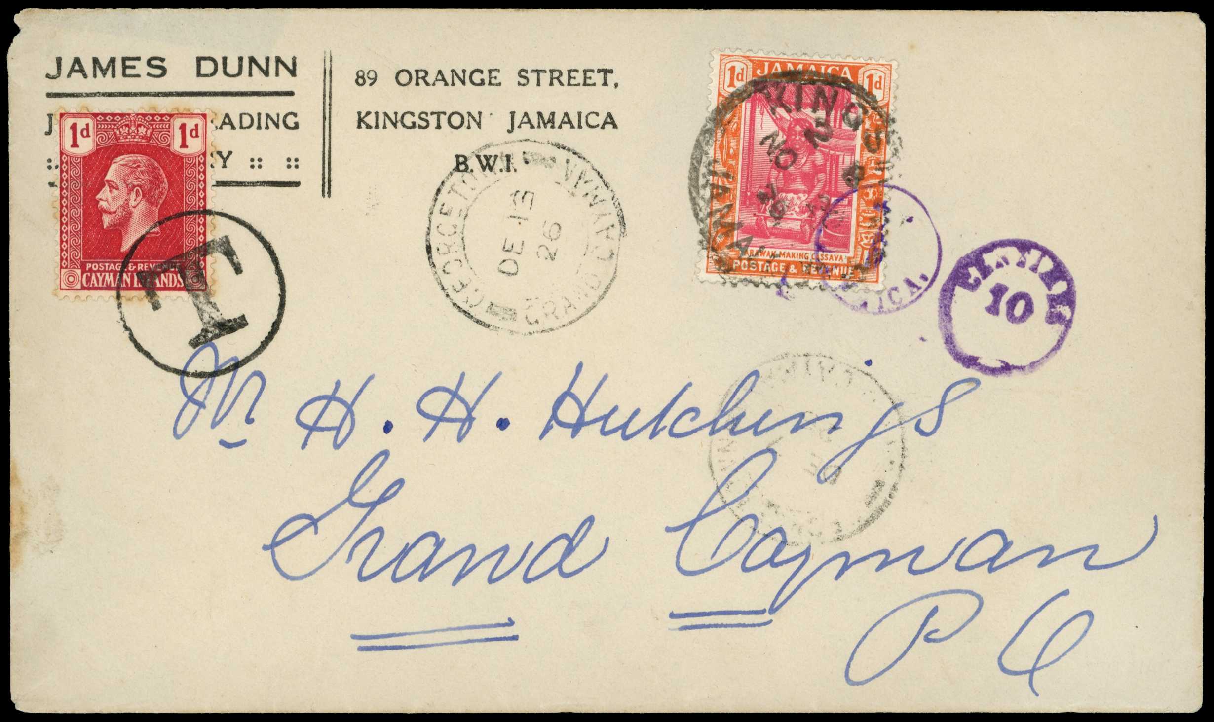 1925 Commercial cover from Jamaica underpaid...