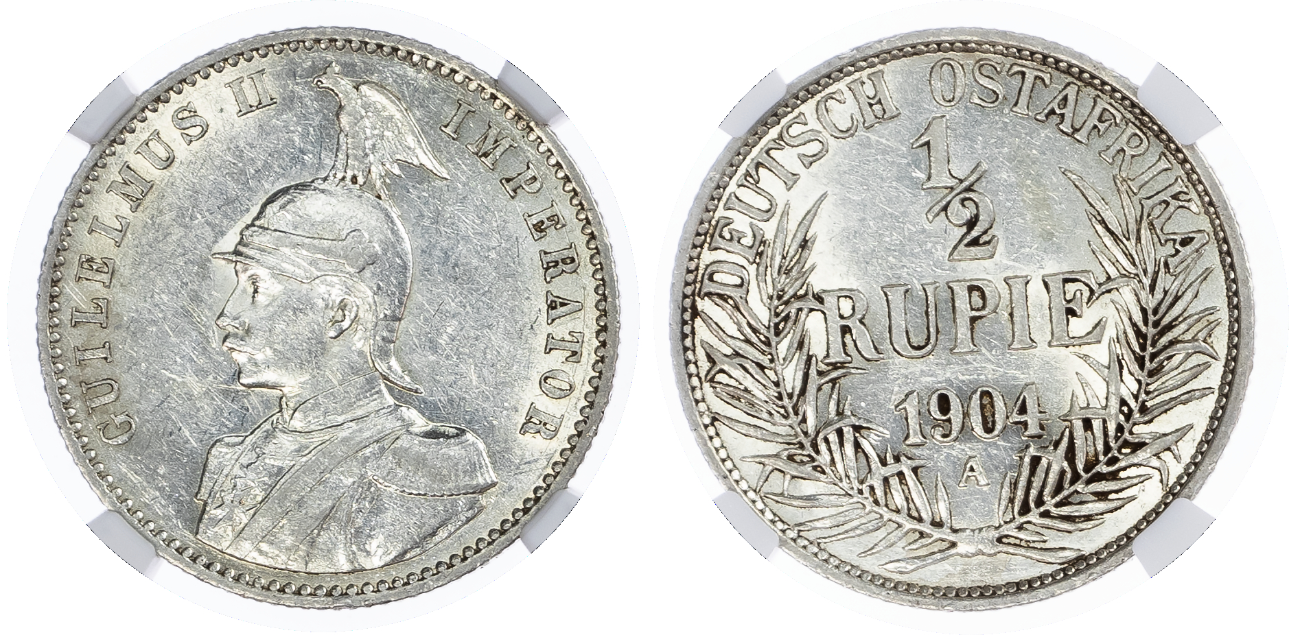 German East Africa. Wilhelm II AR 1/2 Rupie. 1904A. 