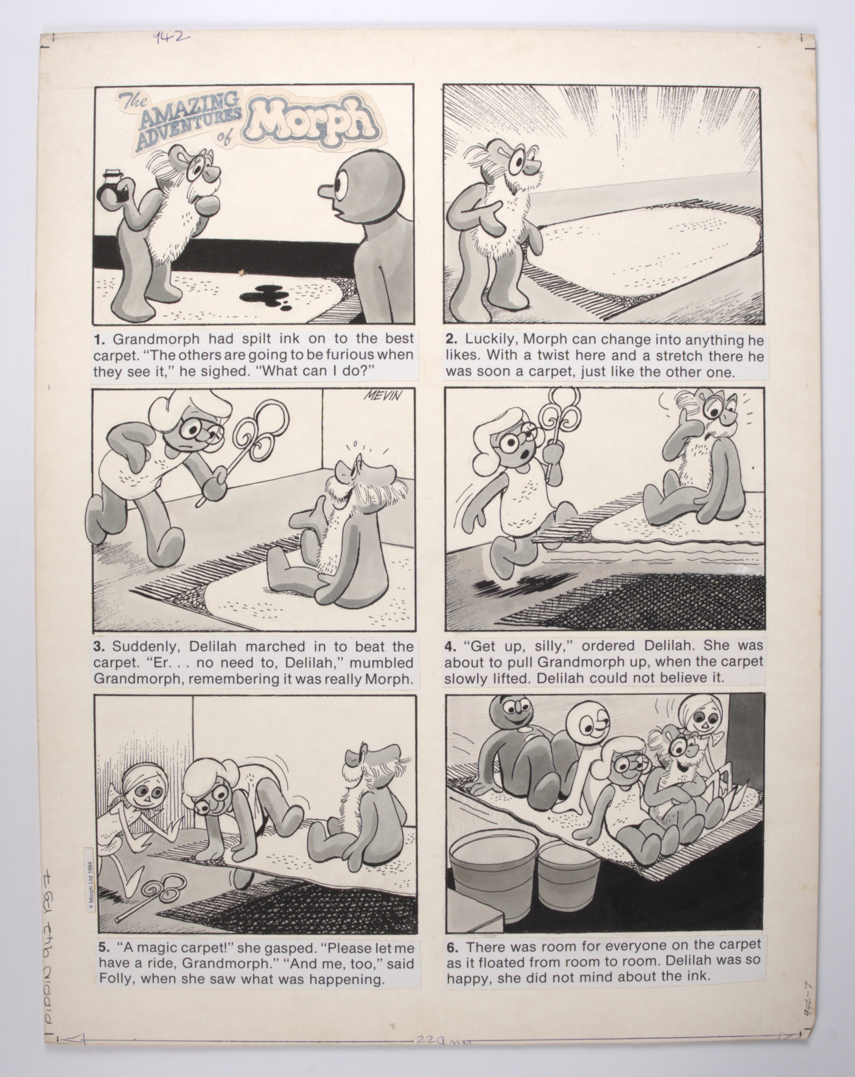 Bill Mevin The Perishers & Adventures of Morph Ink Comic Art Pages (1980-1990s) Plus Playhour Art Total 3