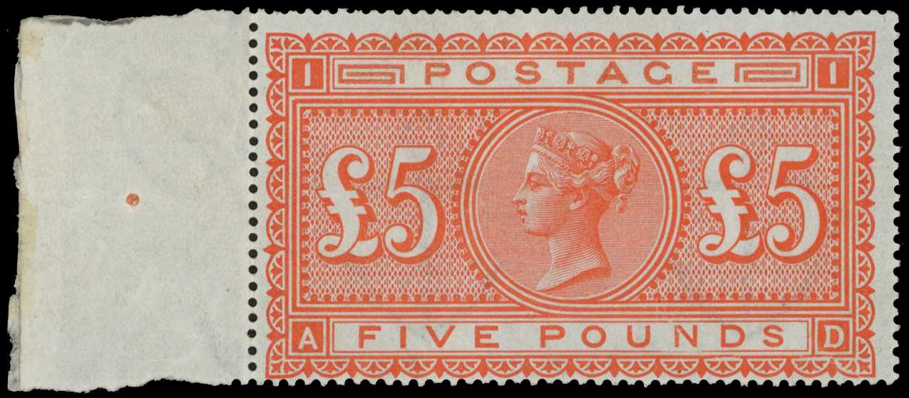 1867-83 Anchor £5 orange, white paper (AD),...