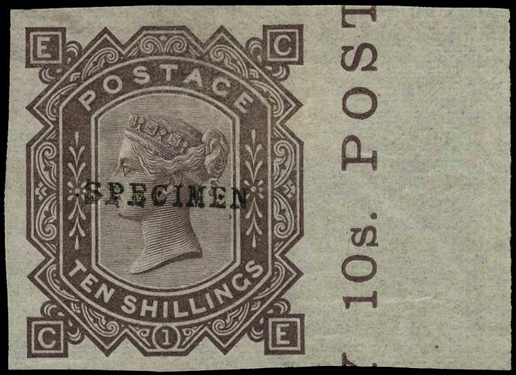 COLOUR TRIAL: 1867-83 10s, Plate I (CE),...