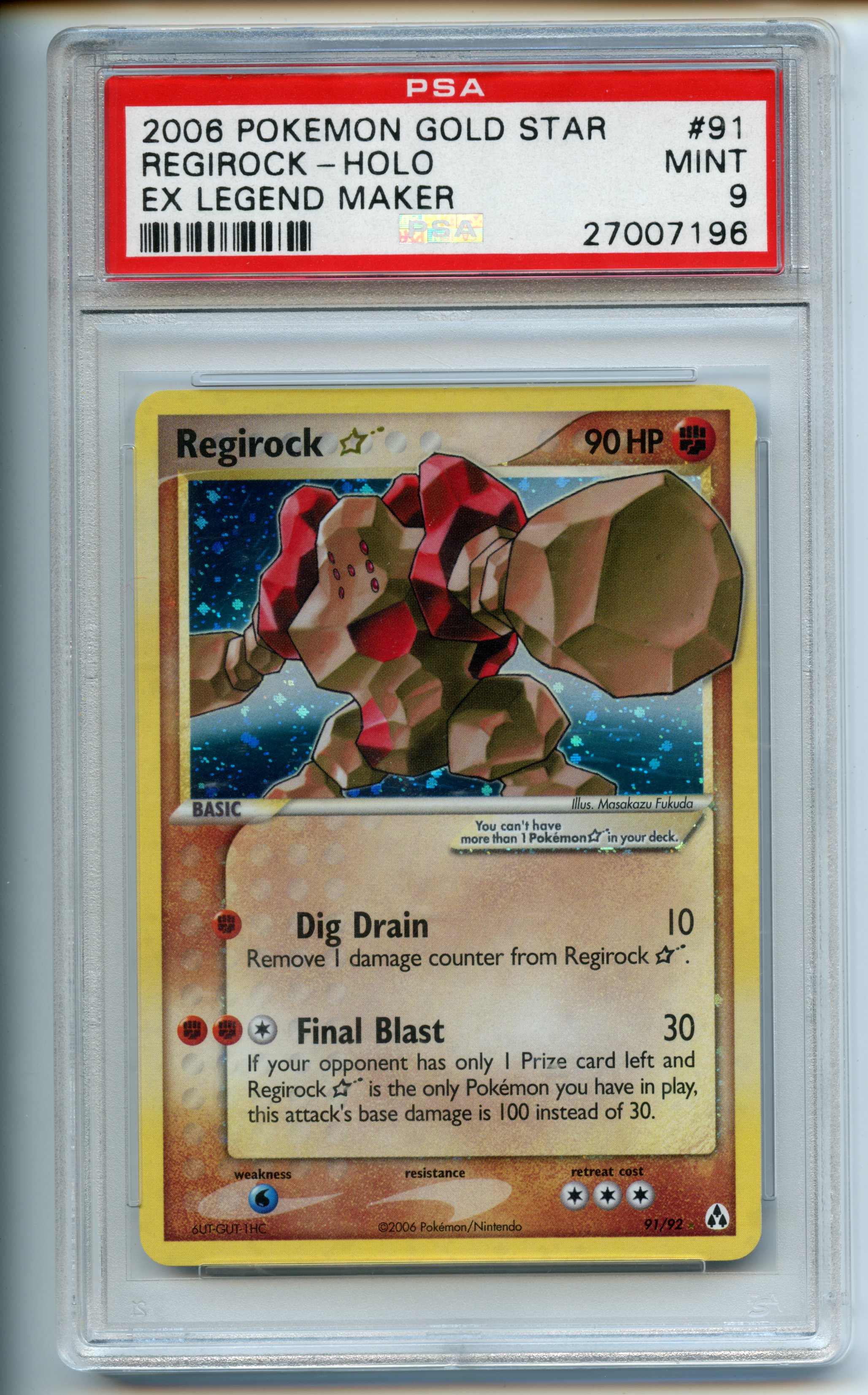 Pokemon TCG  - Regirock GoldStar Holo  - EX Legend Maker  - PSA 9