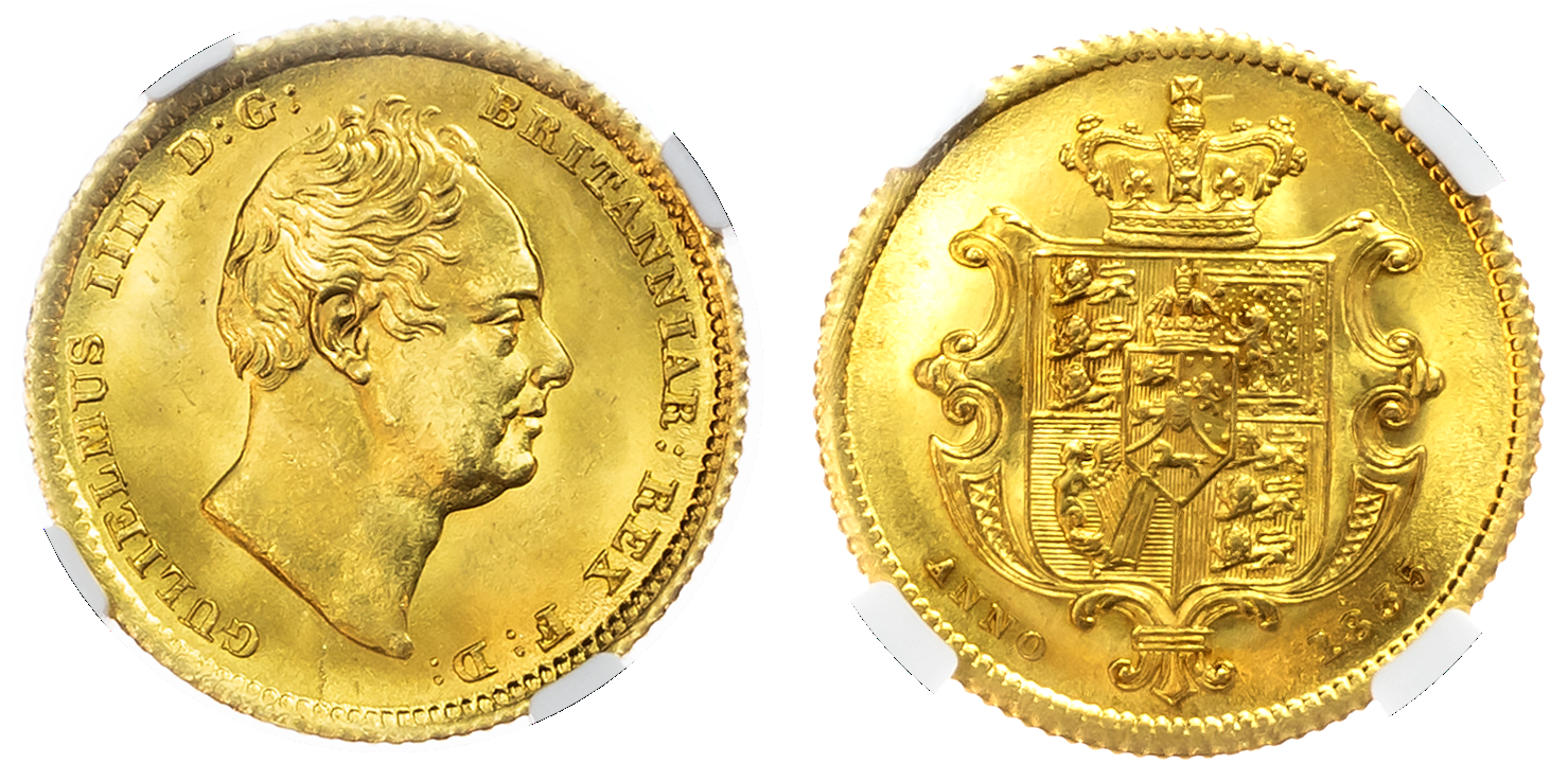 William IV (1830-37), Half-Sovereign, 1835. NGC MS64+