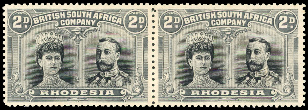 SG 126 2d black and olive-grey pair mint