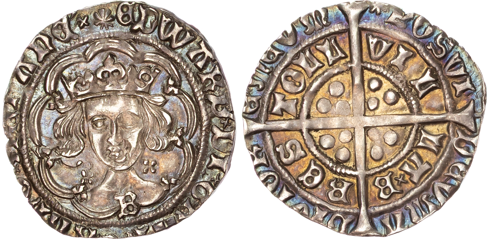Edward IV (First Reign, 1461-1470) Groat, Light Coinage, Bristol mint, mintmark sun (1467-68).