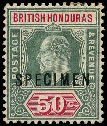 1907 50ct grey-green and carmine, watermark...
