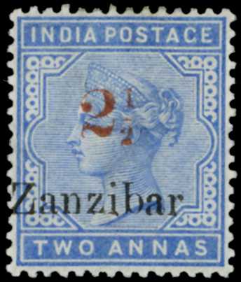 1898 "2½" on 2a dull blue, type 5 surcharge...