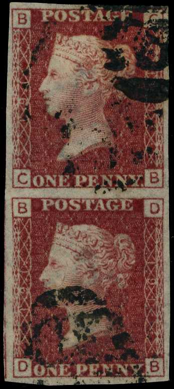 GB 1878-79 1d rose-red Plate 191 trial pair used