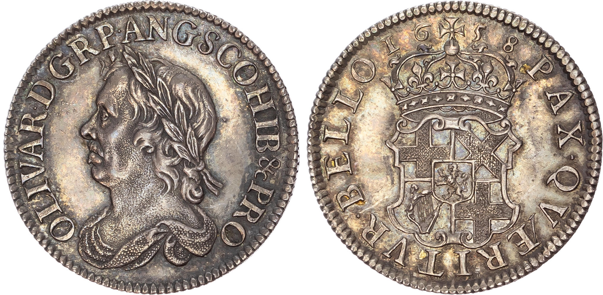 Oliver Cromwell, Shilling, 1658, by Thomas Simon