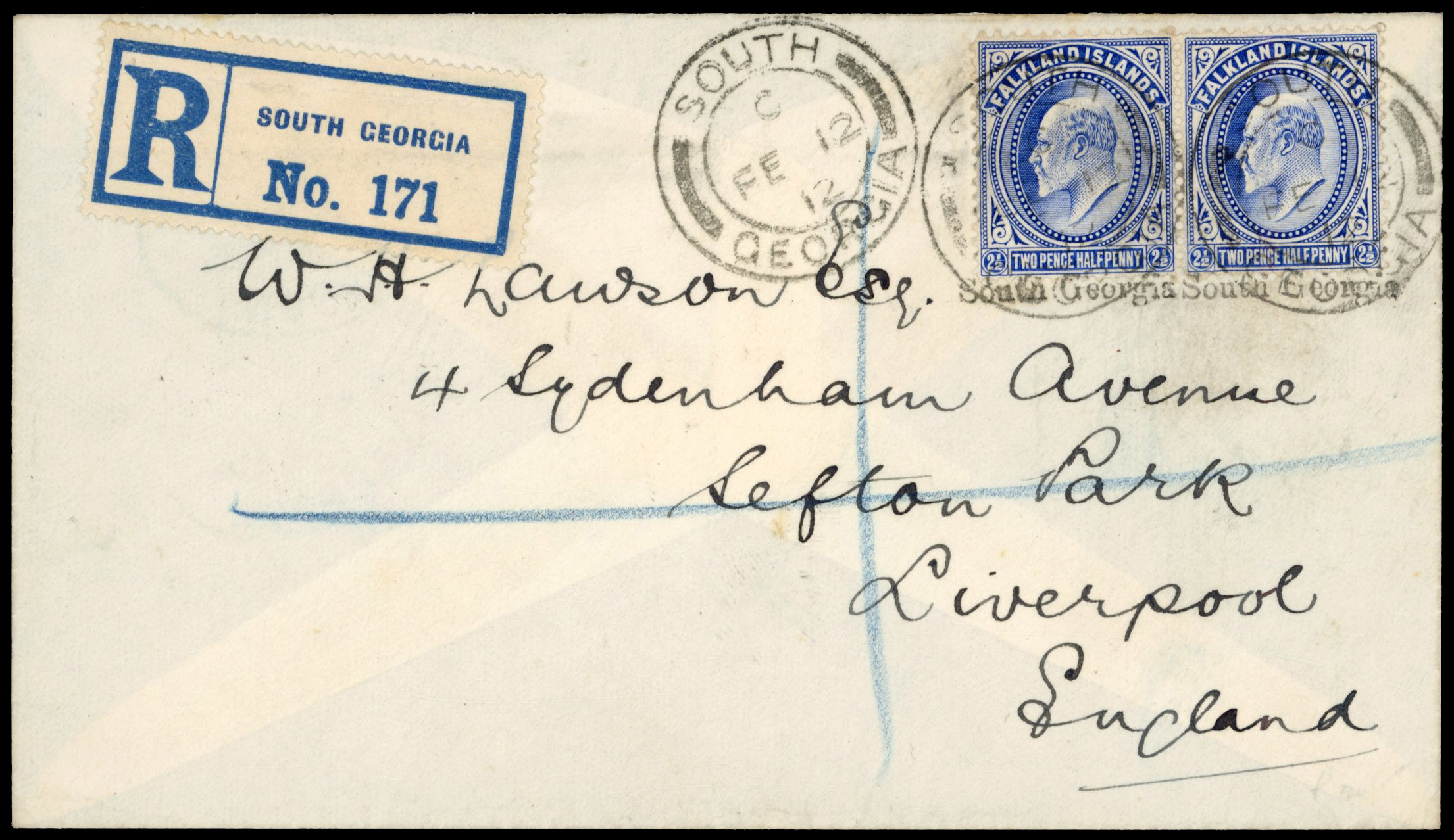 FID 1912 cover with South Georgia underprints