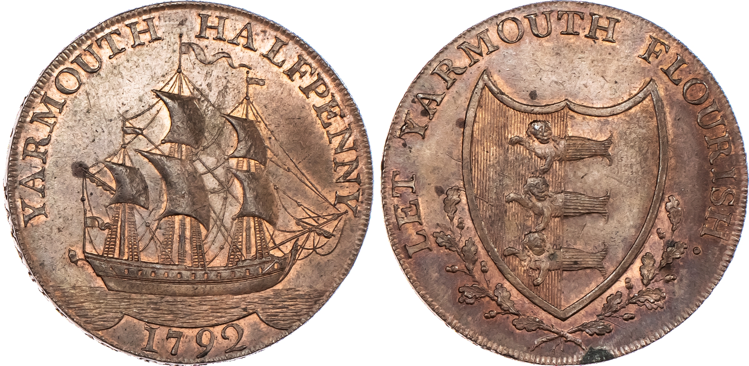 Yarmouth, William Absolon Halfpenny 1792,...
