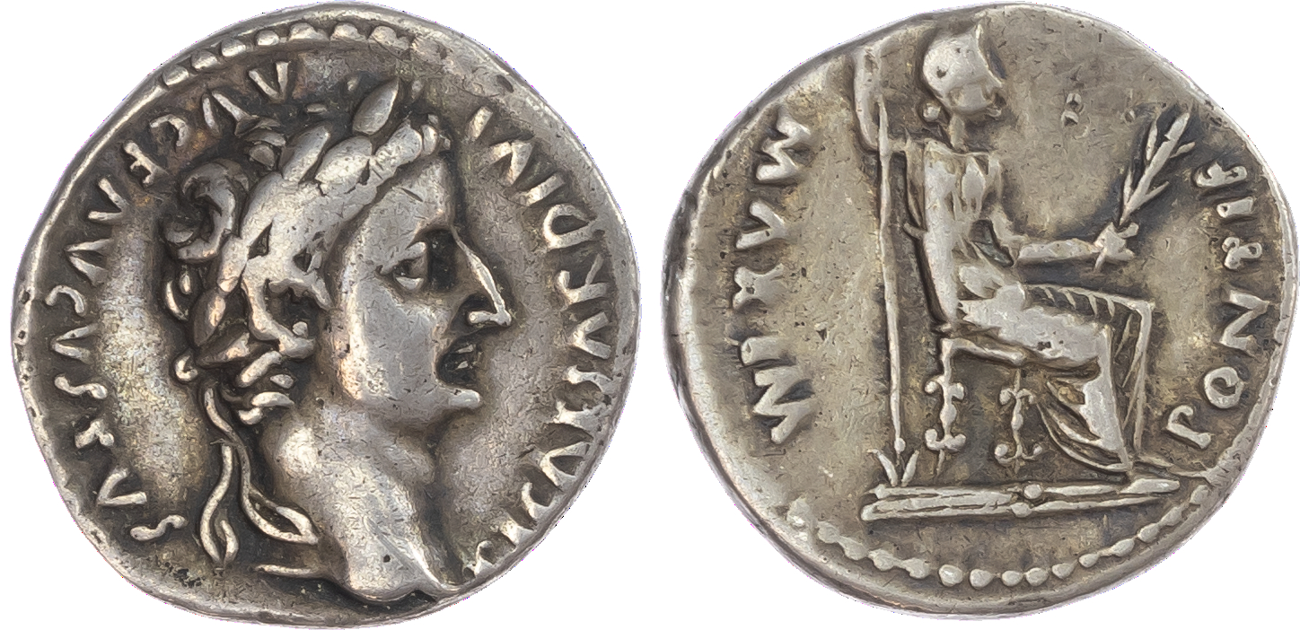 Tiberius (AD 14-37) AR Denarius, Lugdunum, c. AD 15-18, 3.72g. TI CAESAR DIVI AVG F AVGVSTVS, laureate head of Tiberius