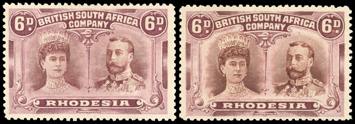 Rhodesia 1910-13 6d perf 14 x2