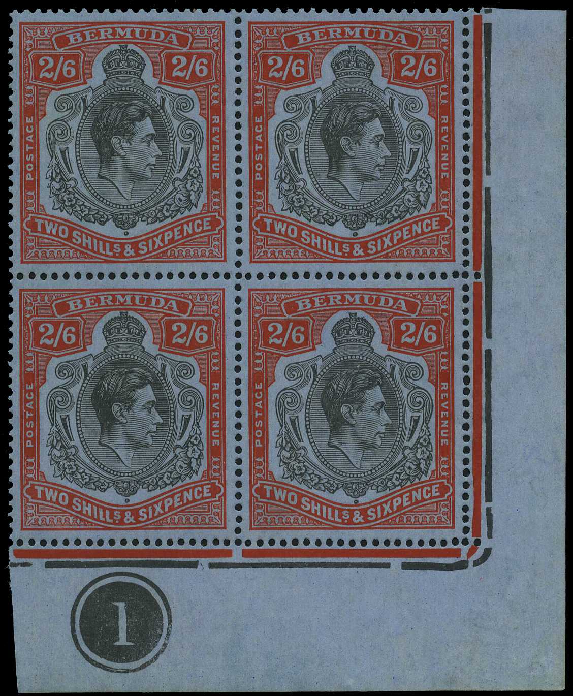 1940 (Oct.) 2/6d black and red on...