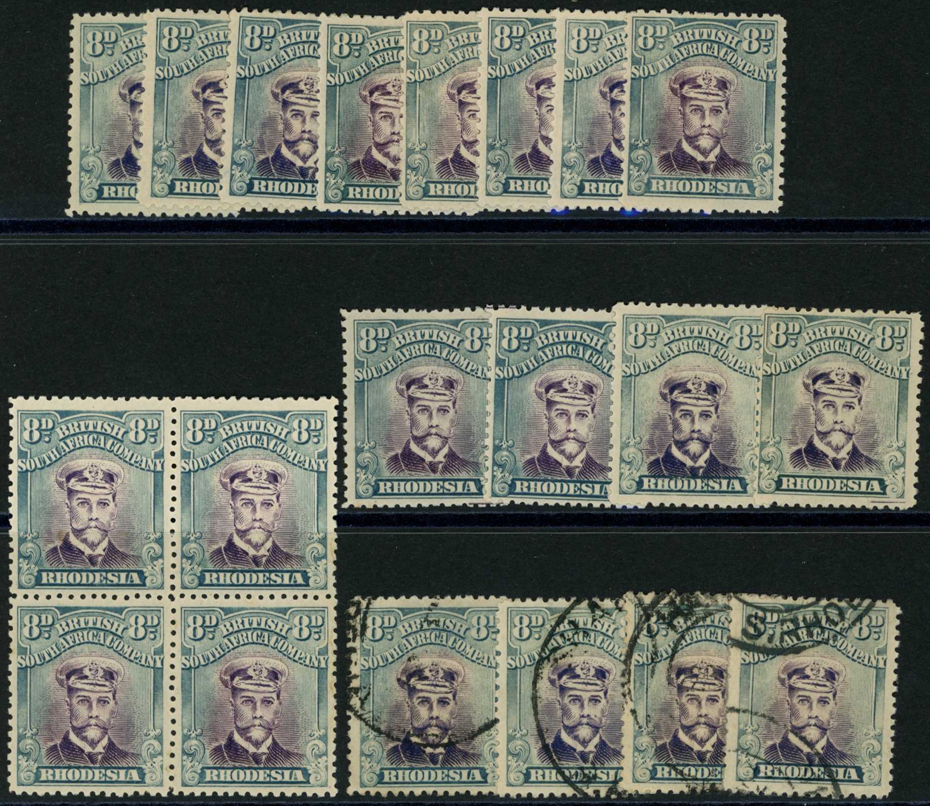 1918-21 8d Head Die IIIB, perf 14, toned...