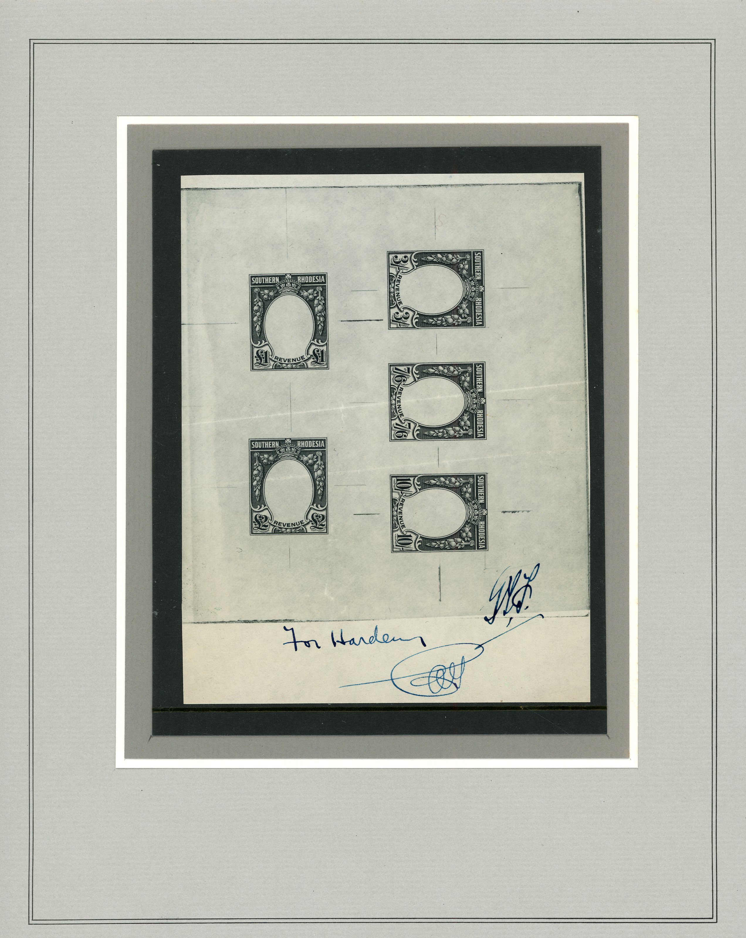 Southern Rhodesia Revenue BW Die Proofs of frame full sets 