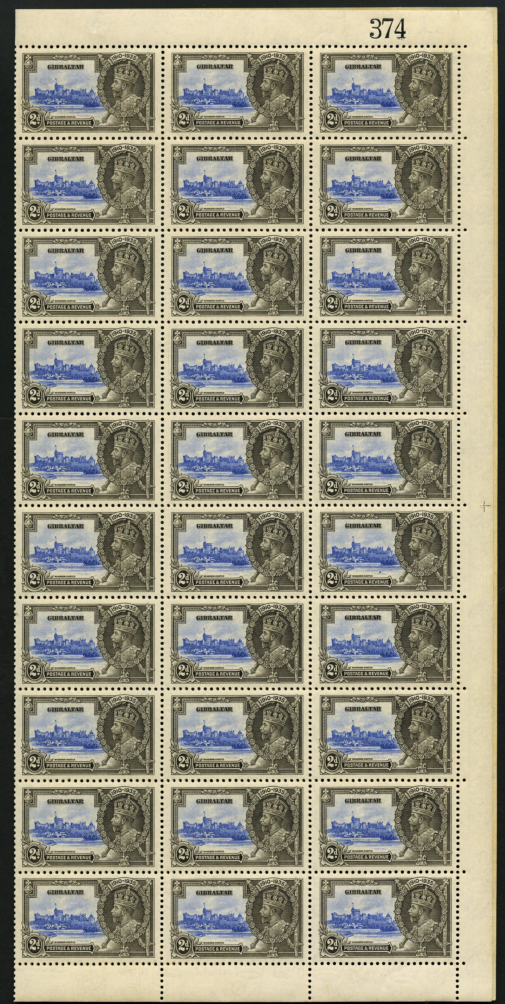 1935 Silver Jubilee 2d sheet of sixty with...