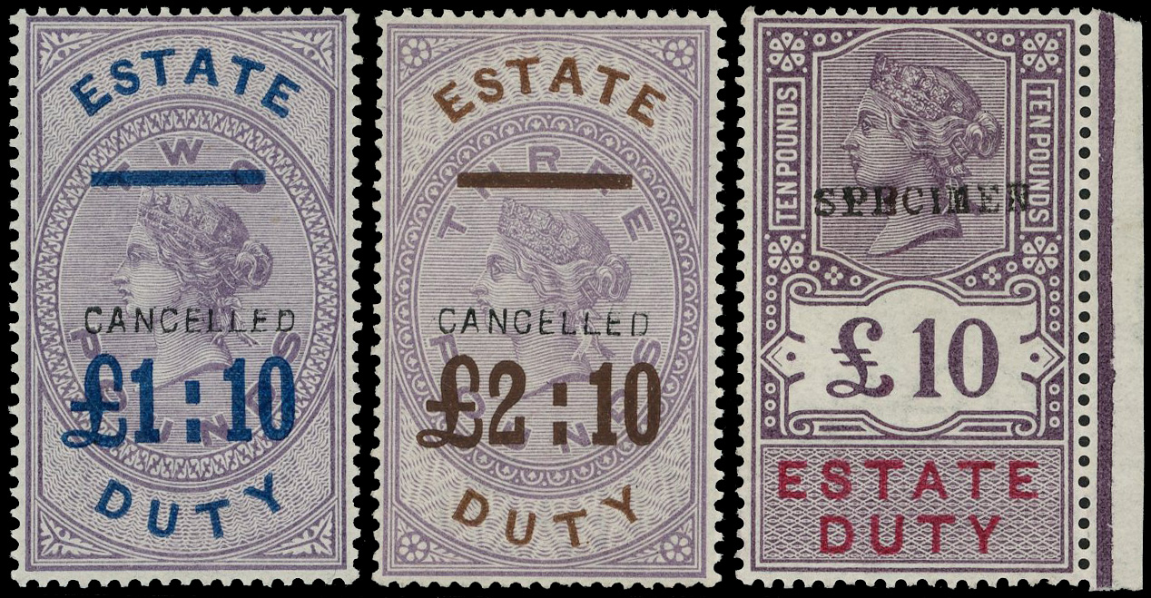 Estate Duty: 1894 Trio opt Cancelled/Specimen