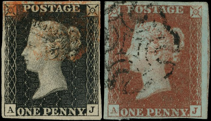 1840 1d black selection of plates from 1 to 11