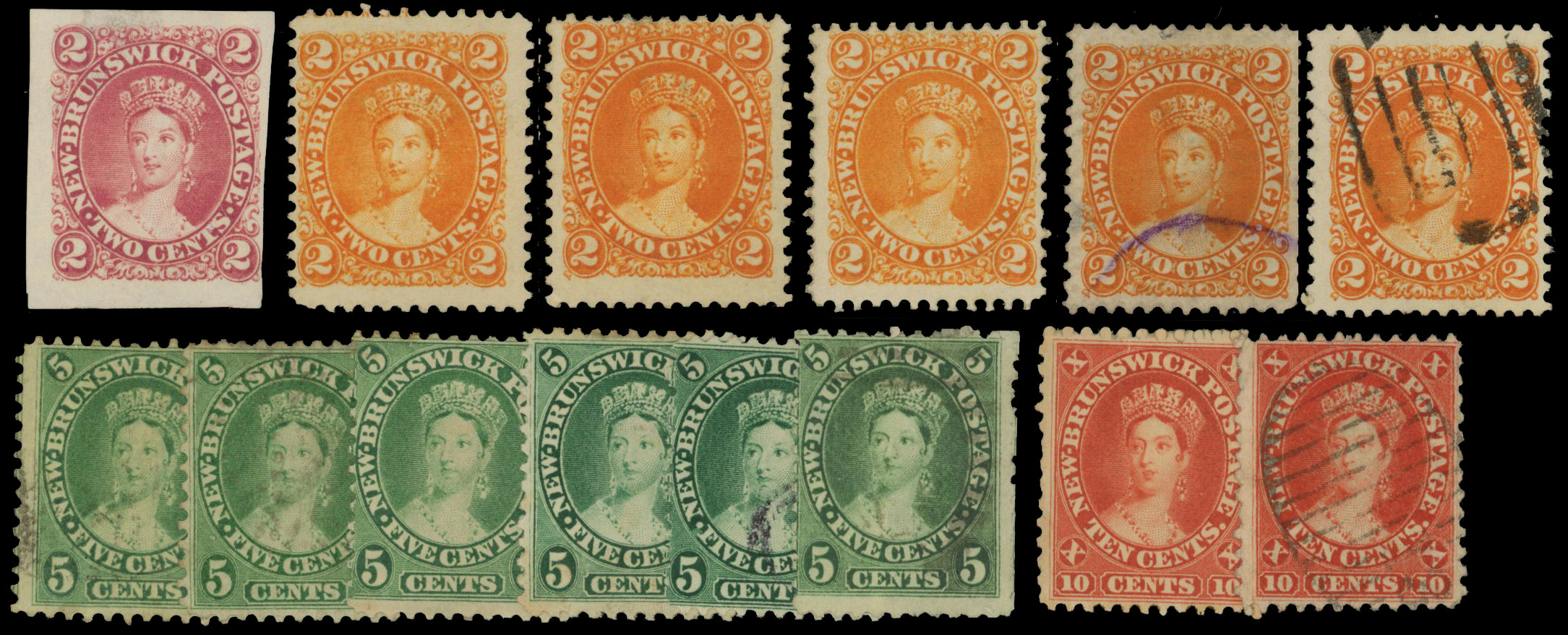 NEW BRUNSWICK three 1862-65 group 3 5c covers and some stamps
