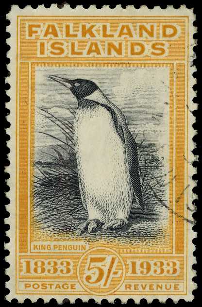 1933 Centenary 5/- black and yellow-orange...
