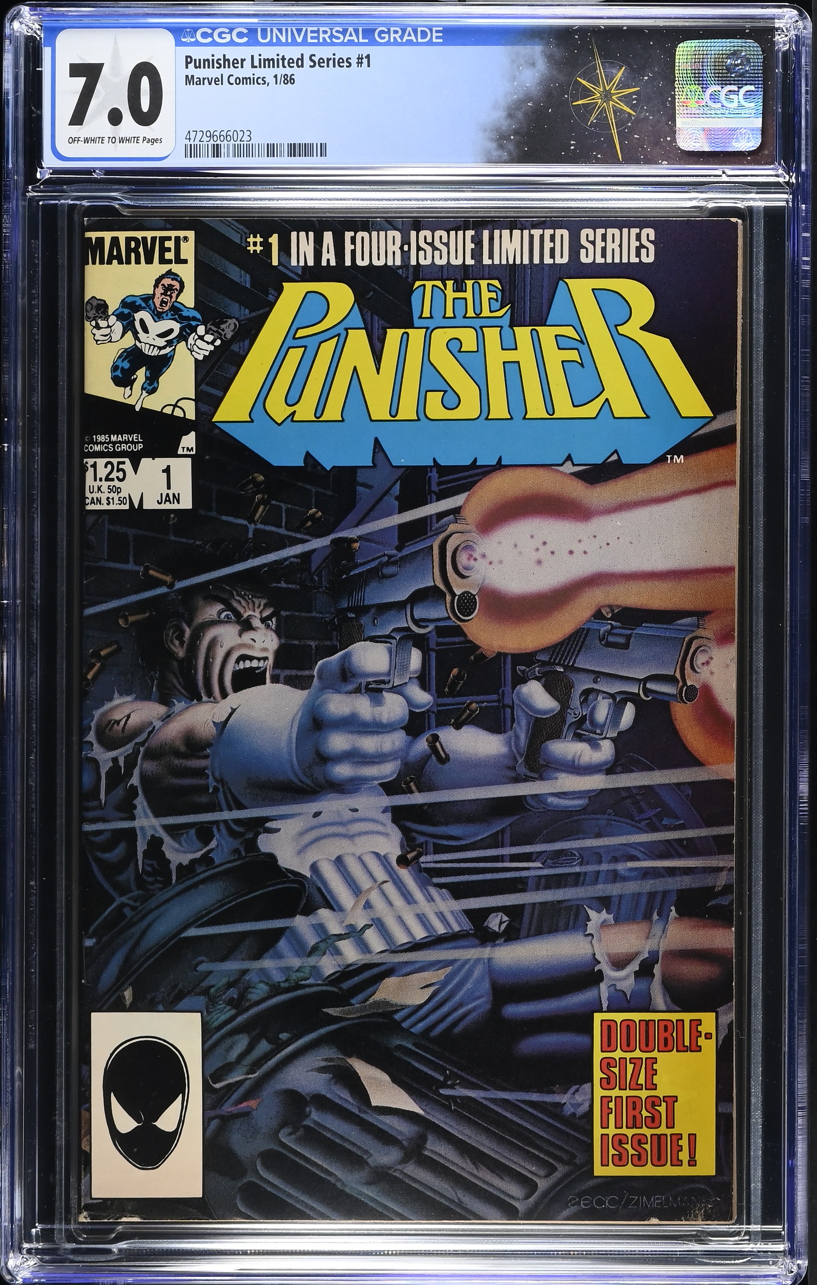 The Punisher Limited Series #1 CGC 7.0 1st Punisher Solo Title (Marvel Comics, 1986) Off-White to White Pages