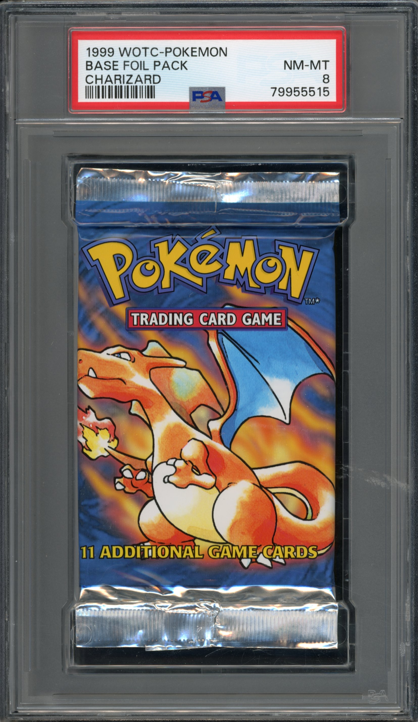 <p>PSA 8 - Base Set Booster Pack - Charizard Art Work WOTC 1999</p>