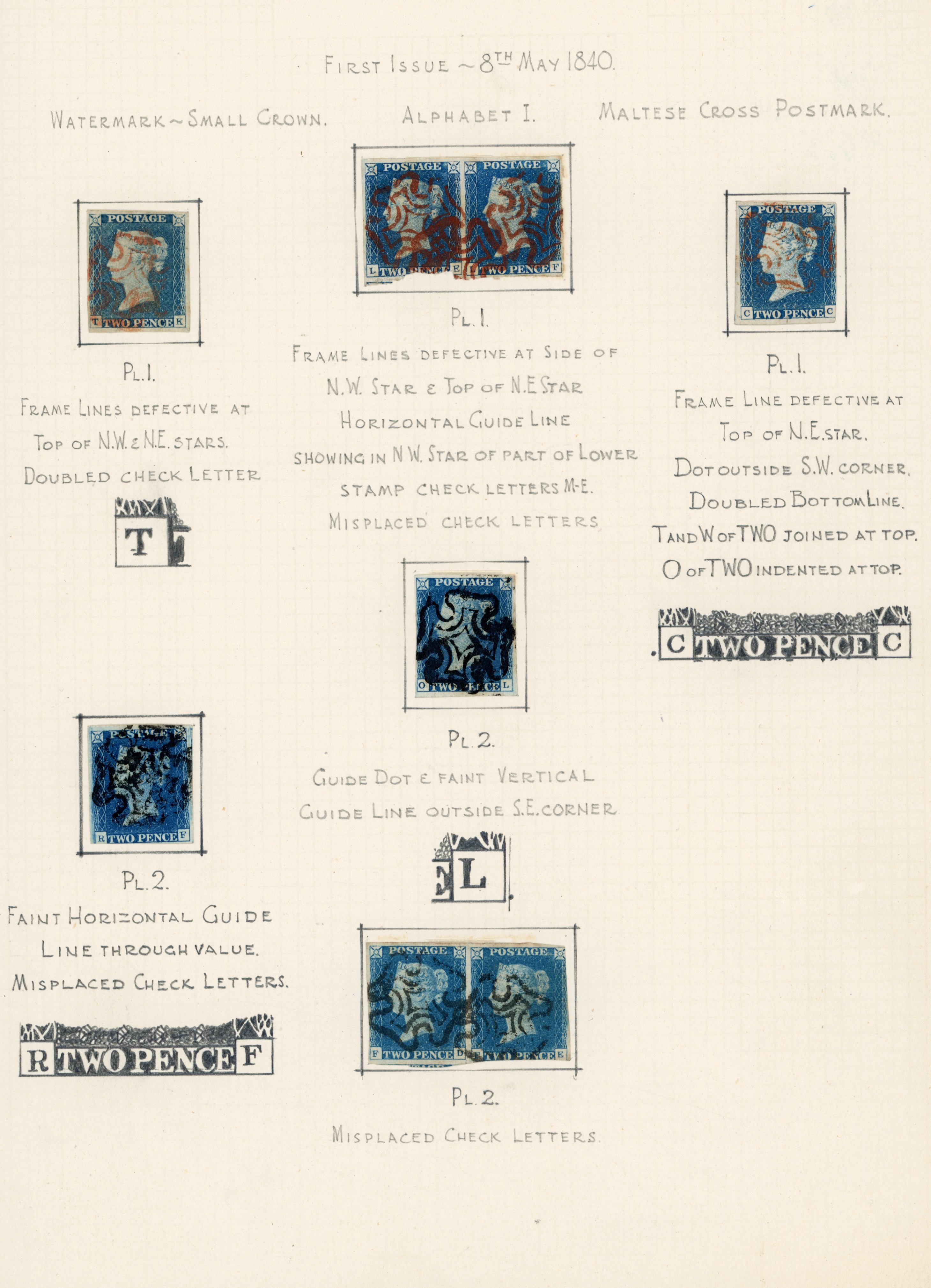 GB 1840 2d blue small collection