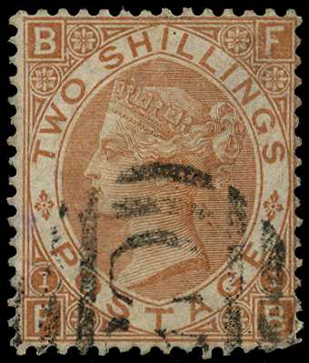 1880 2s brown Plate 1 (FB), crisply used...