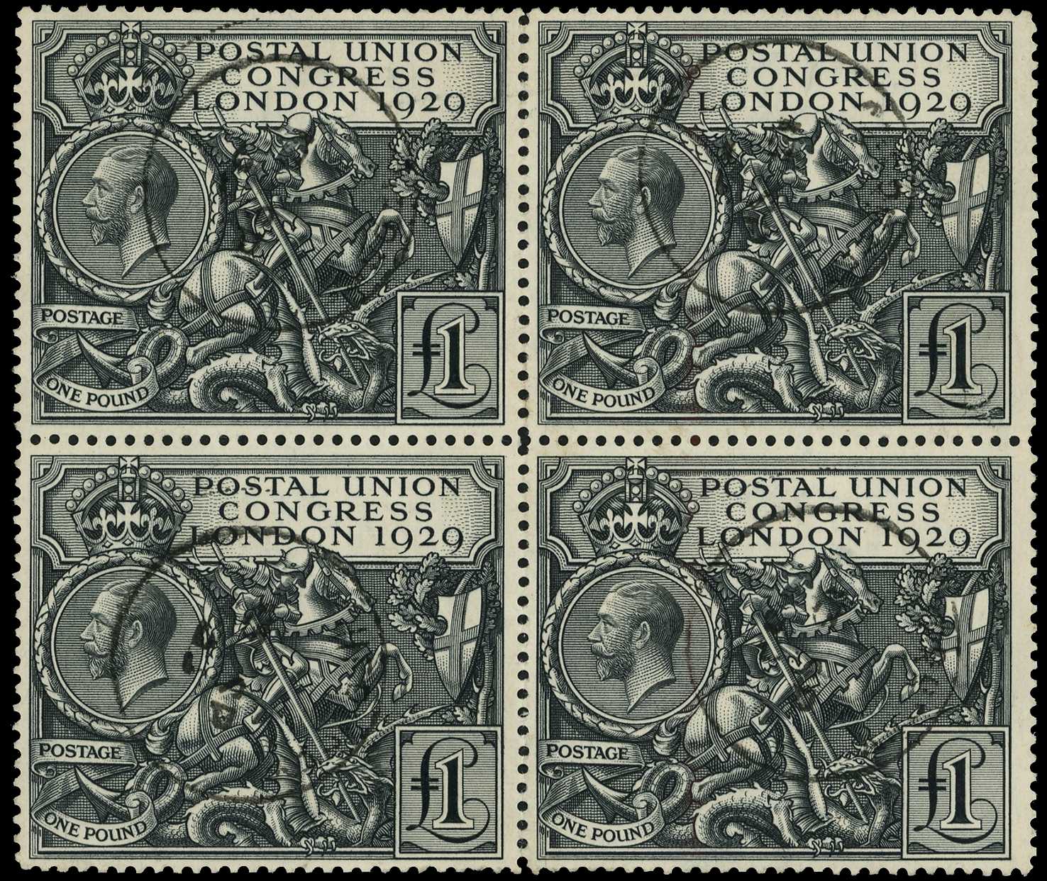 1929 PUC £1 in block of four, each with...