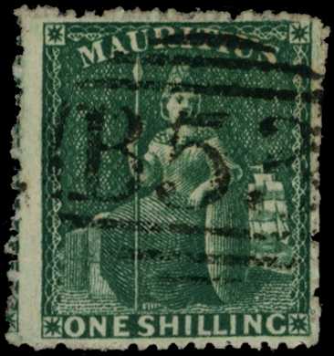1862 1s deep green, neatly cancelled with...