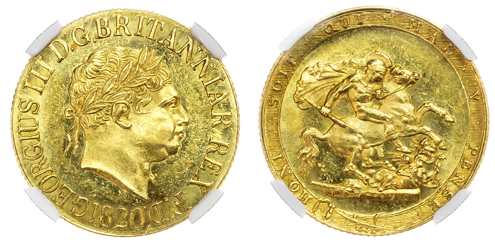 George III (1760-1820), Sovereign, 1820. NGC MS62