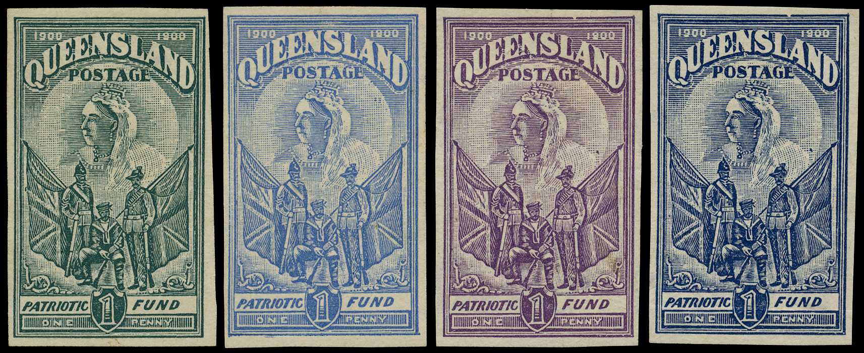 COLOUR TRIAL: 1900 Patriotic Fund 1d (6),...