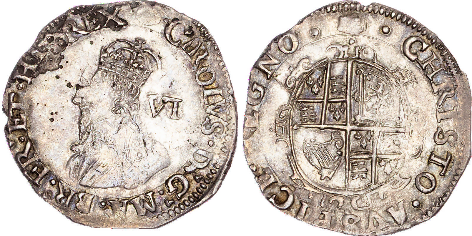 Charles I (1625-1649), AR Sixpence, Group D, type 3a, Tower (London) mint, under King, mm. tun (1636-8).