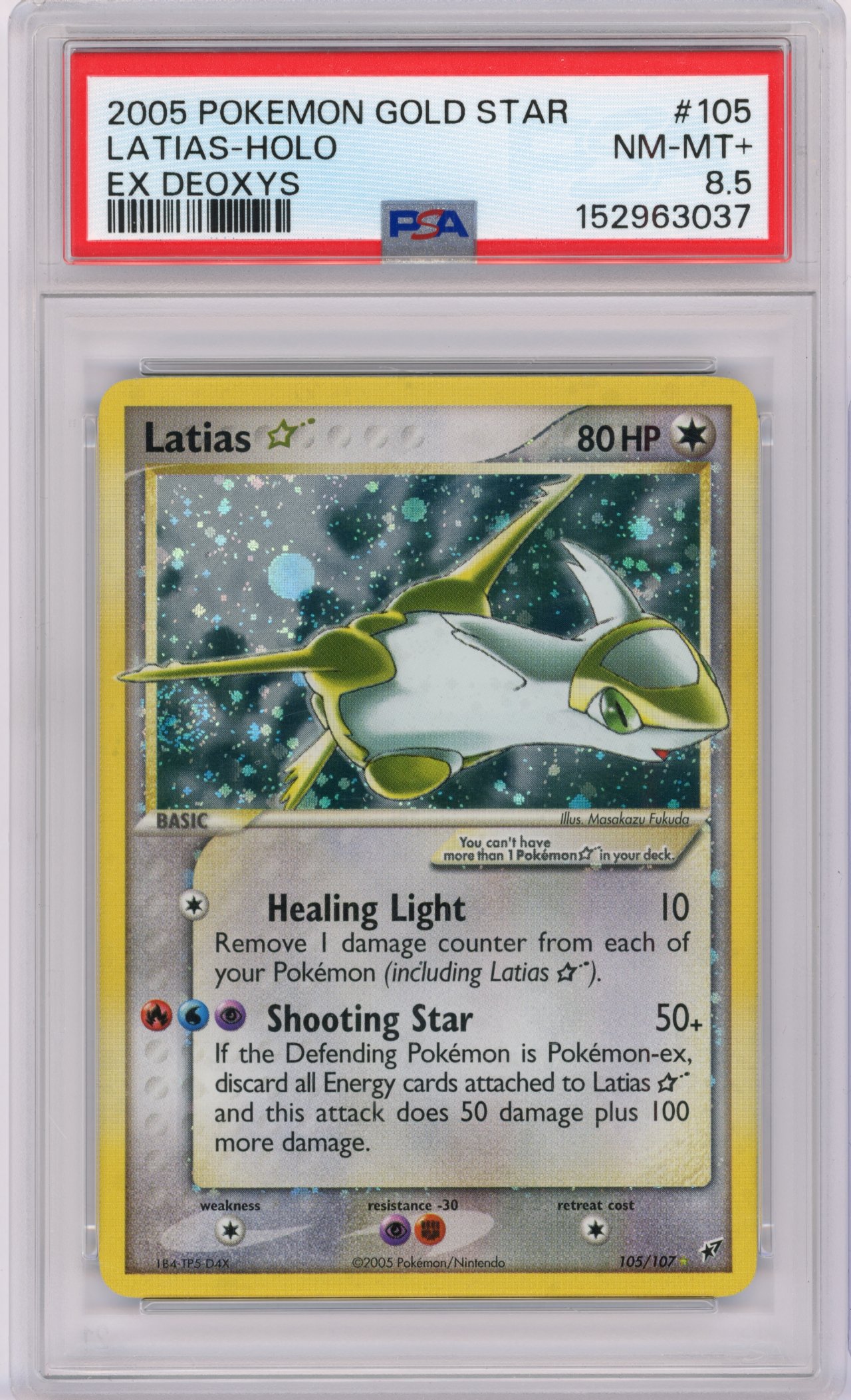 PSA 8.5 Latias Gold Star #105 (2005) EX Deoxys (POP 19)