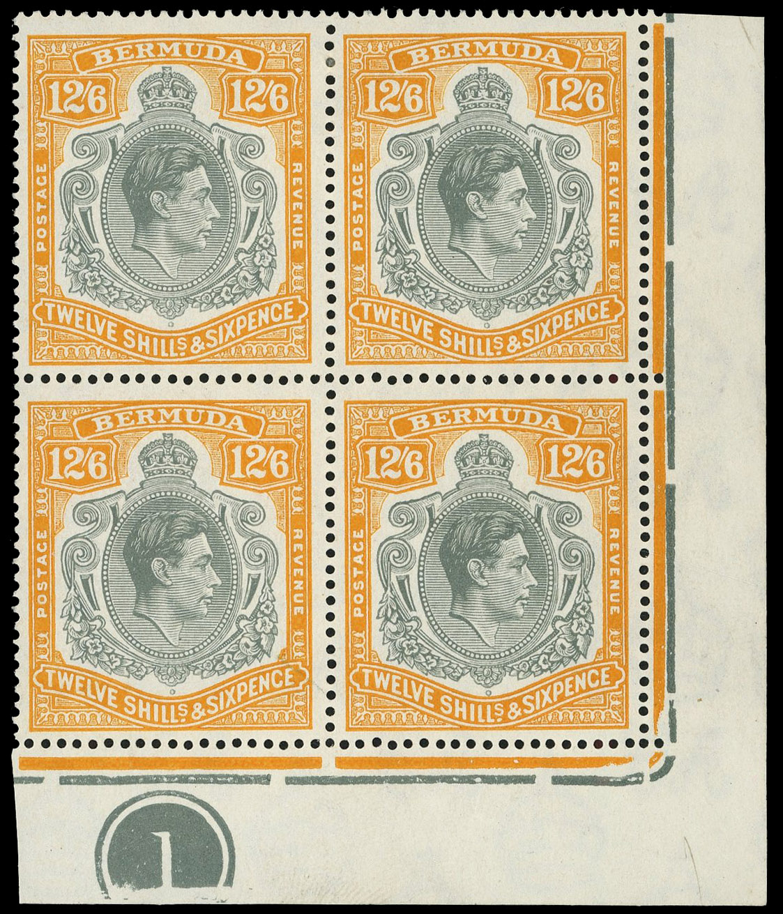 Bermuda SG 120b Plate block mint