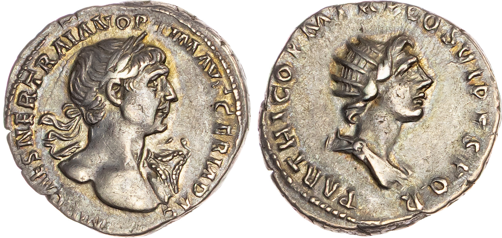 Trajan (AD 98-117) AR Denarius, Rome, AD 116-117, 3.39g.