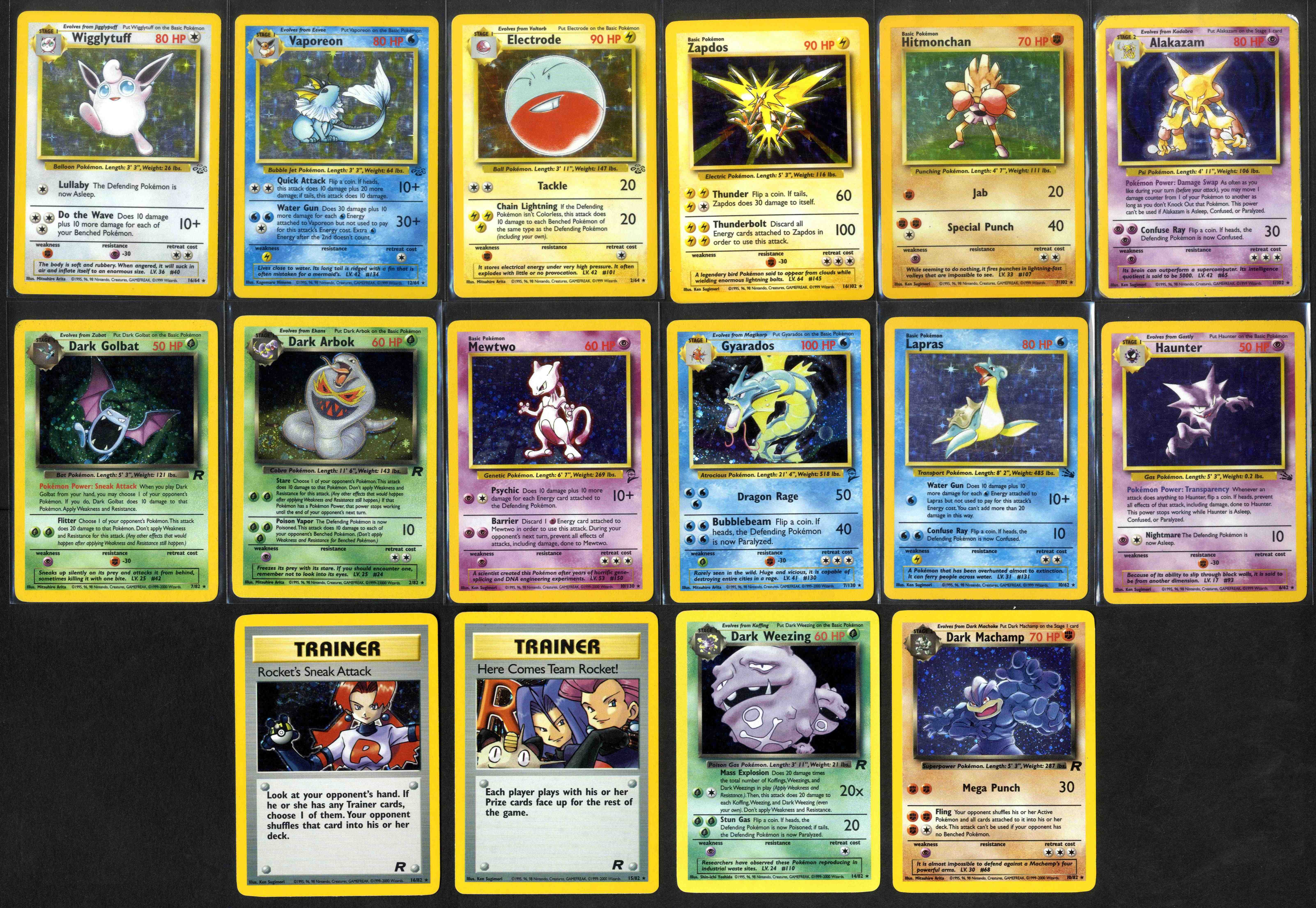 Vintage Holo Bundle - 16 Holos - Base Set, Jungle, Fossil, Base Set 2, Team Rocket