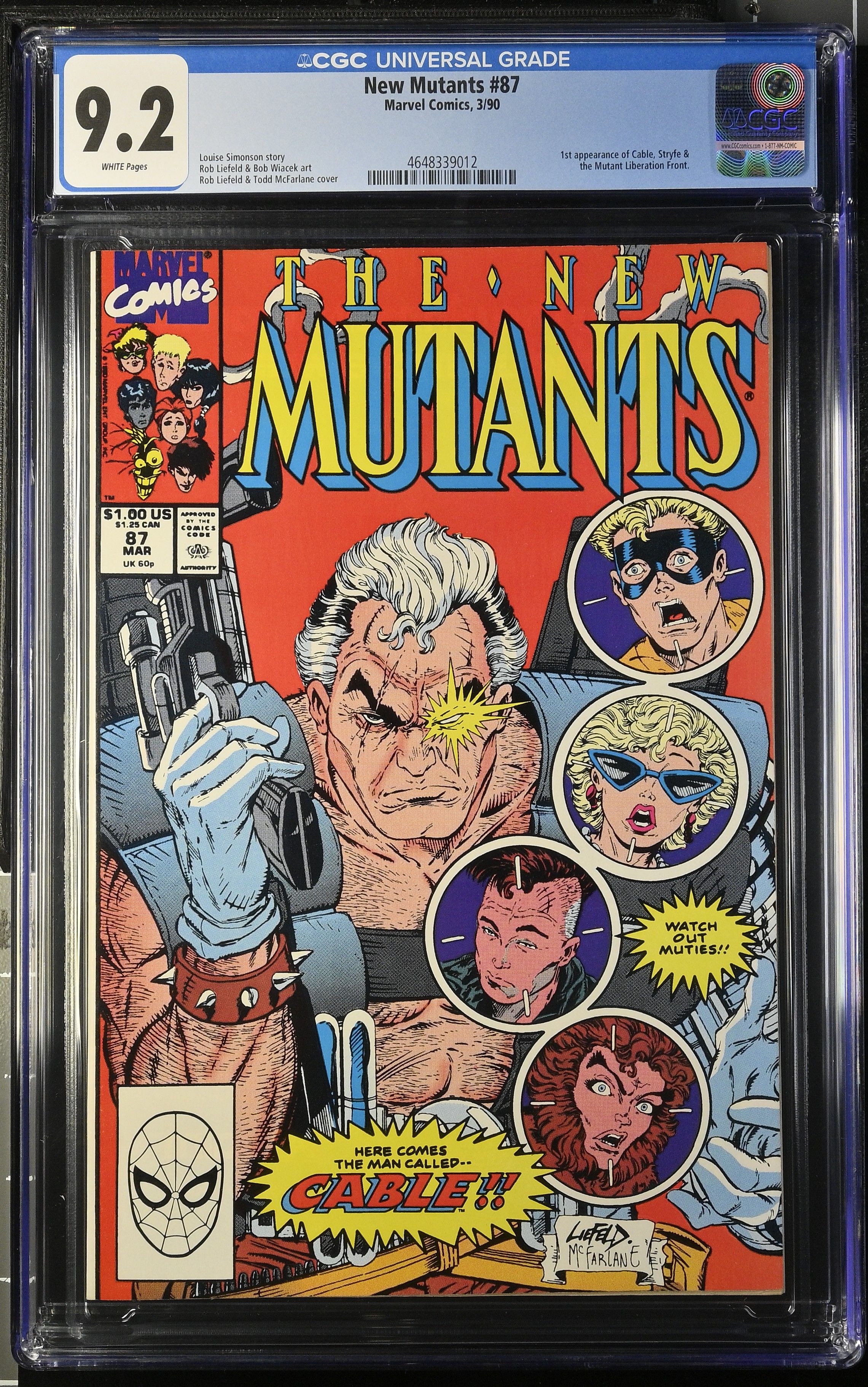 New Mutants #87 CGC 9.2 1st Appearance of Cable (Marvel Comics, 1990) White Pages