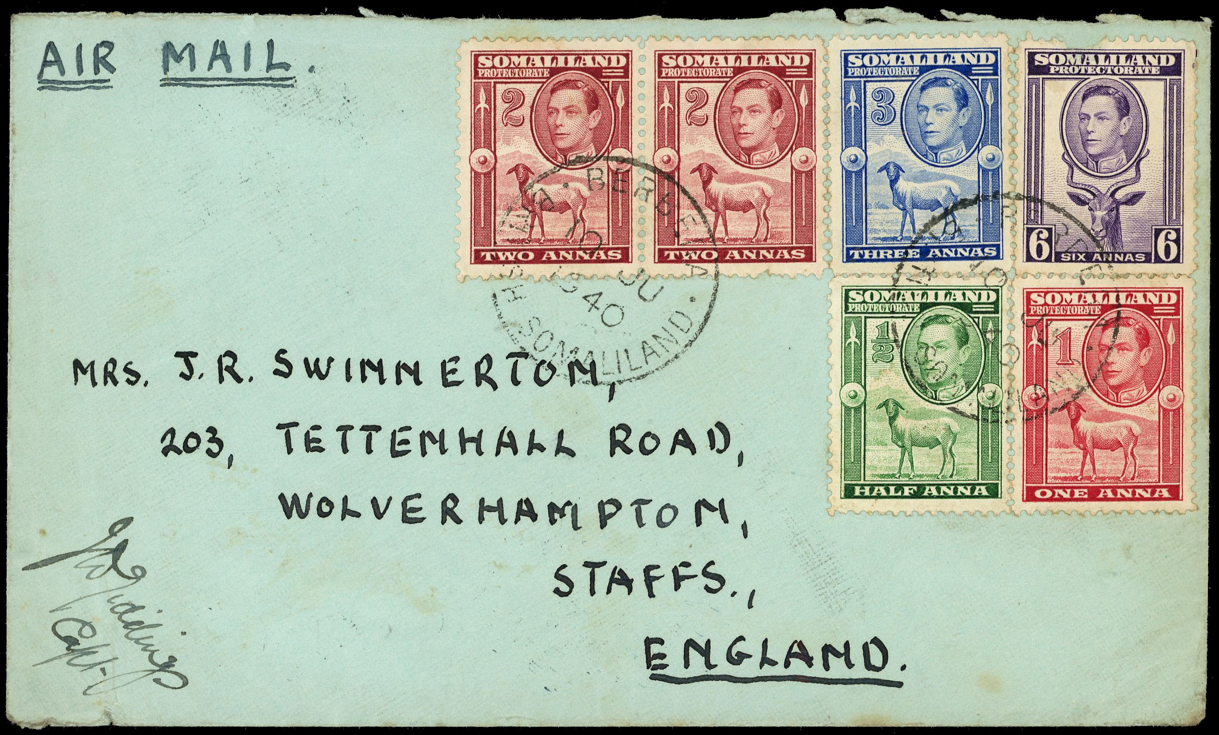 Somaliland WW2 cover from Northern Rhodesia Regiment