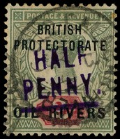 1893 ½d on 2d handstamped Type 3, used with Old Calabar CDS of JY 3 94. good colour.  SG 9,...