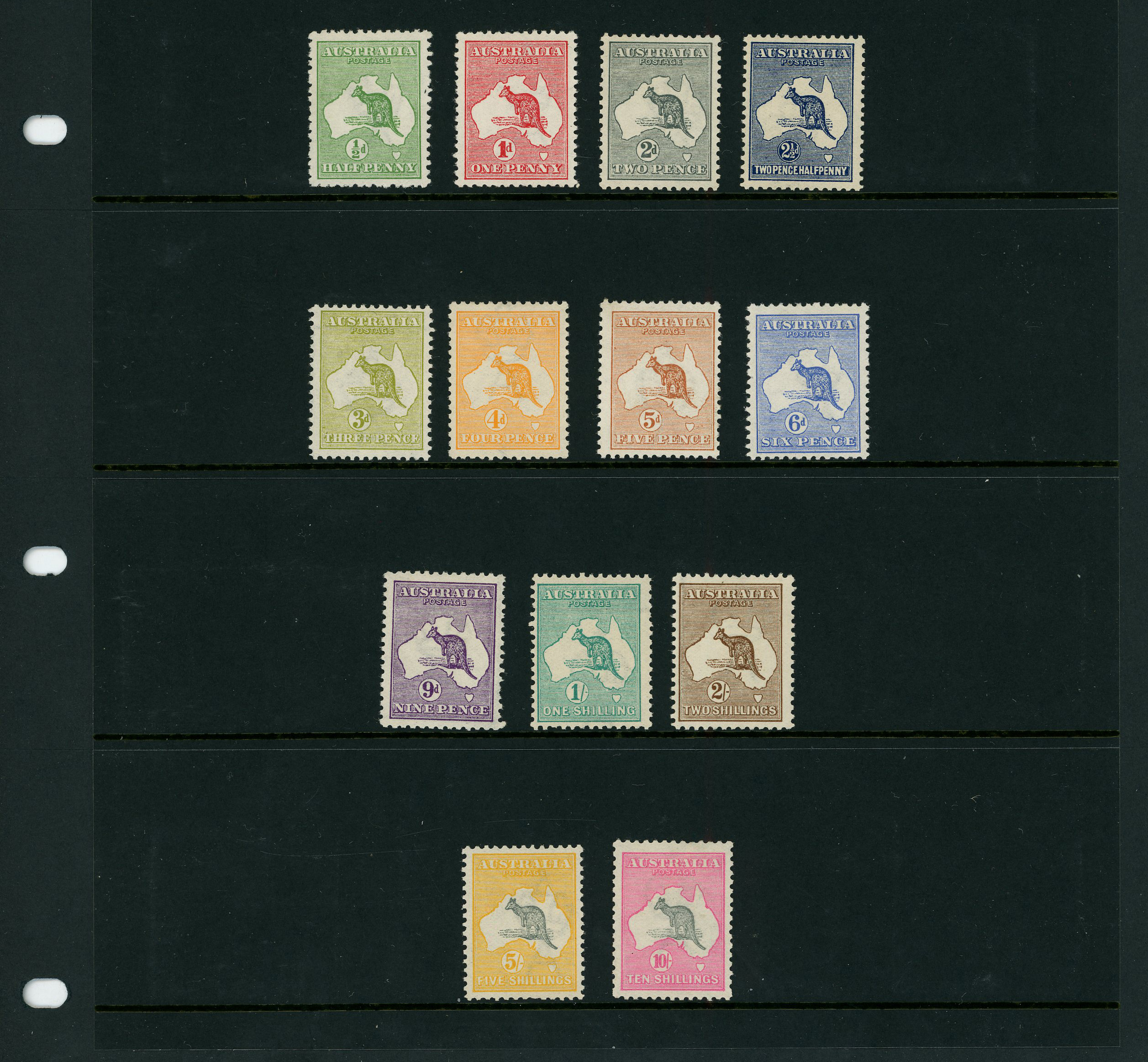 1913 Kangaroo set to 10s, part to large part...