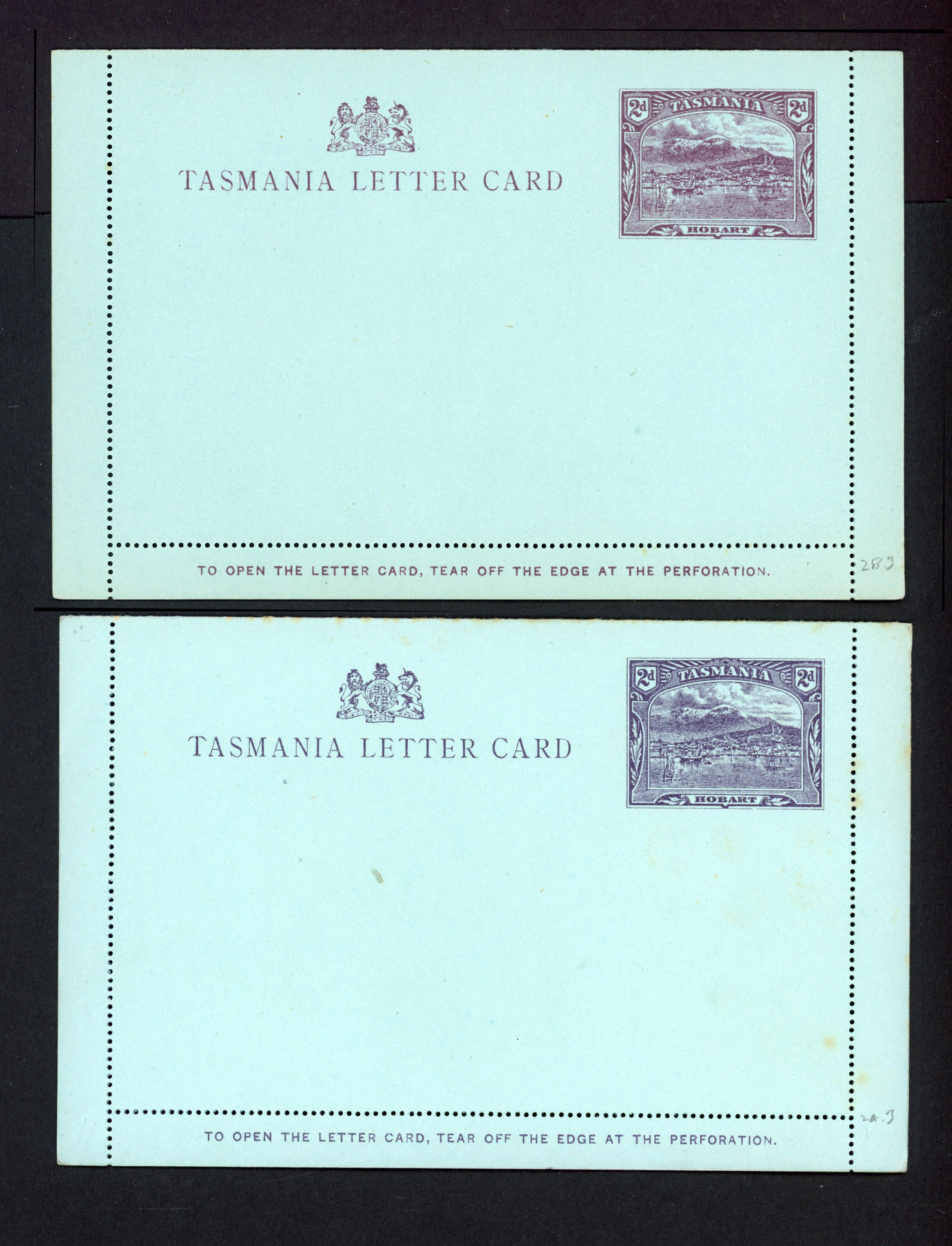 Tasmania Stationery lettercards the 1900 issue collection