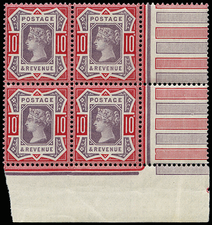 SG210 1890 10d Dull purple & carmine. U/M block 4