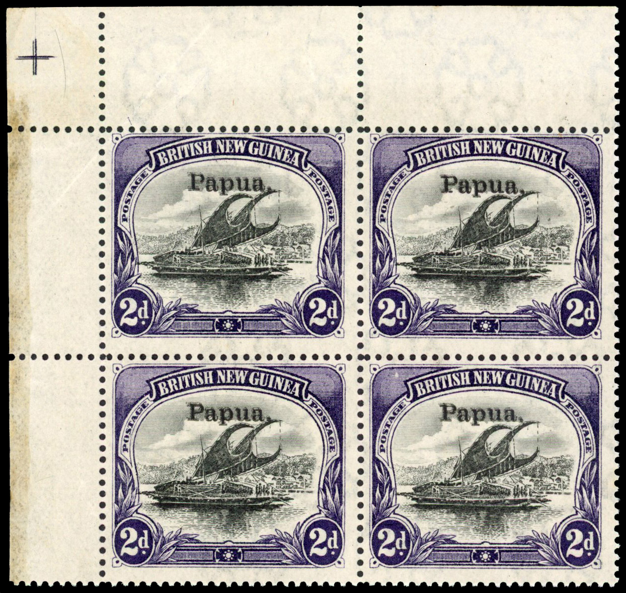 Papua SG 40a in block of four 