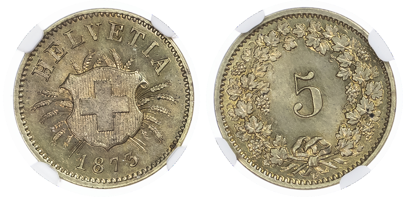 Switzerland. Federal State Bi 5 Rappen. 1873B.