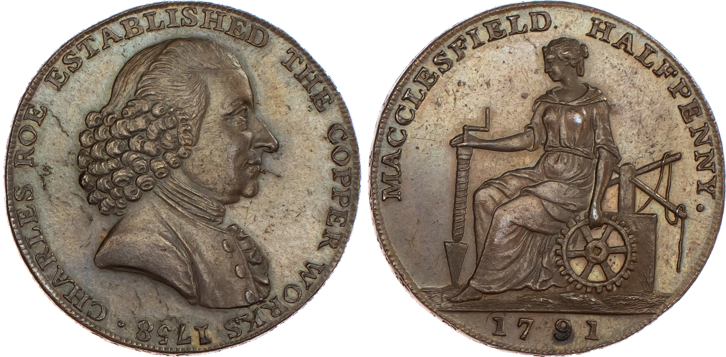 Macclesfield, Roe & Co. Halfpenny 1791....
