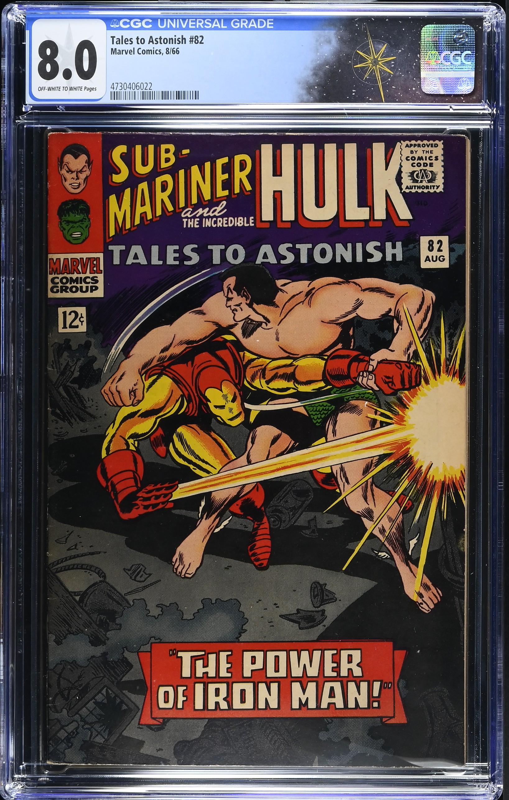 Tales to Astonish #82 CGC 8.0 Iron Man vs. Sub-Mariner (Marvel Comics, 1966) Off-White to White Pages
