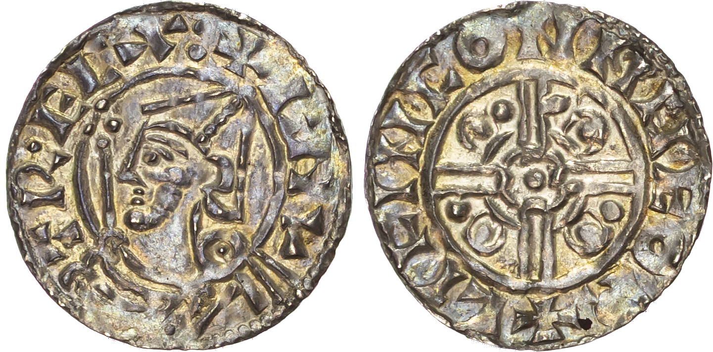 Cnut (1016-1035), AR Penny, Pointed Helmet type (1024-1030), Hertford mint, Lifinc as moneyer.