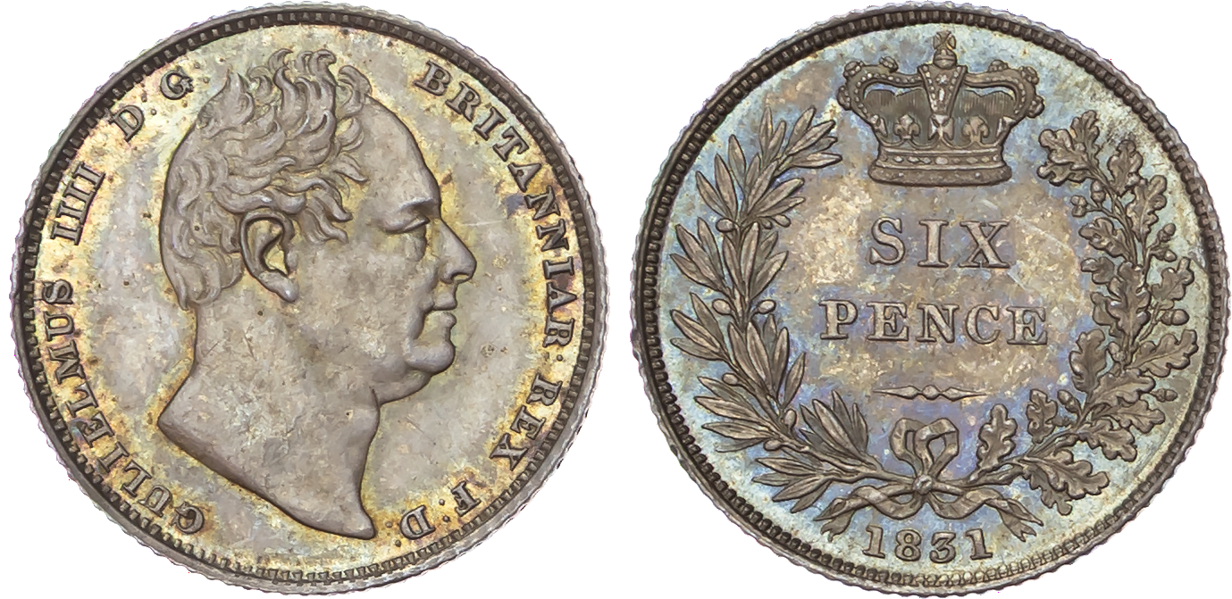 William IV (1830-1837), AR Sixpence, 1831.